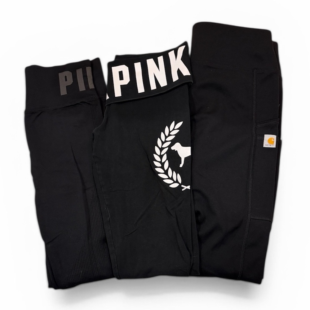Bundle: 3 Leggings – VS PINK & Carhartt – XS/S – Black